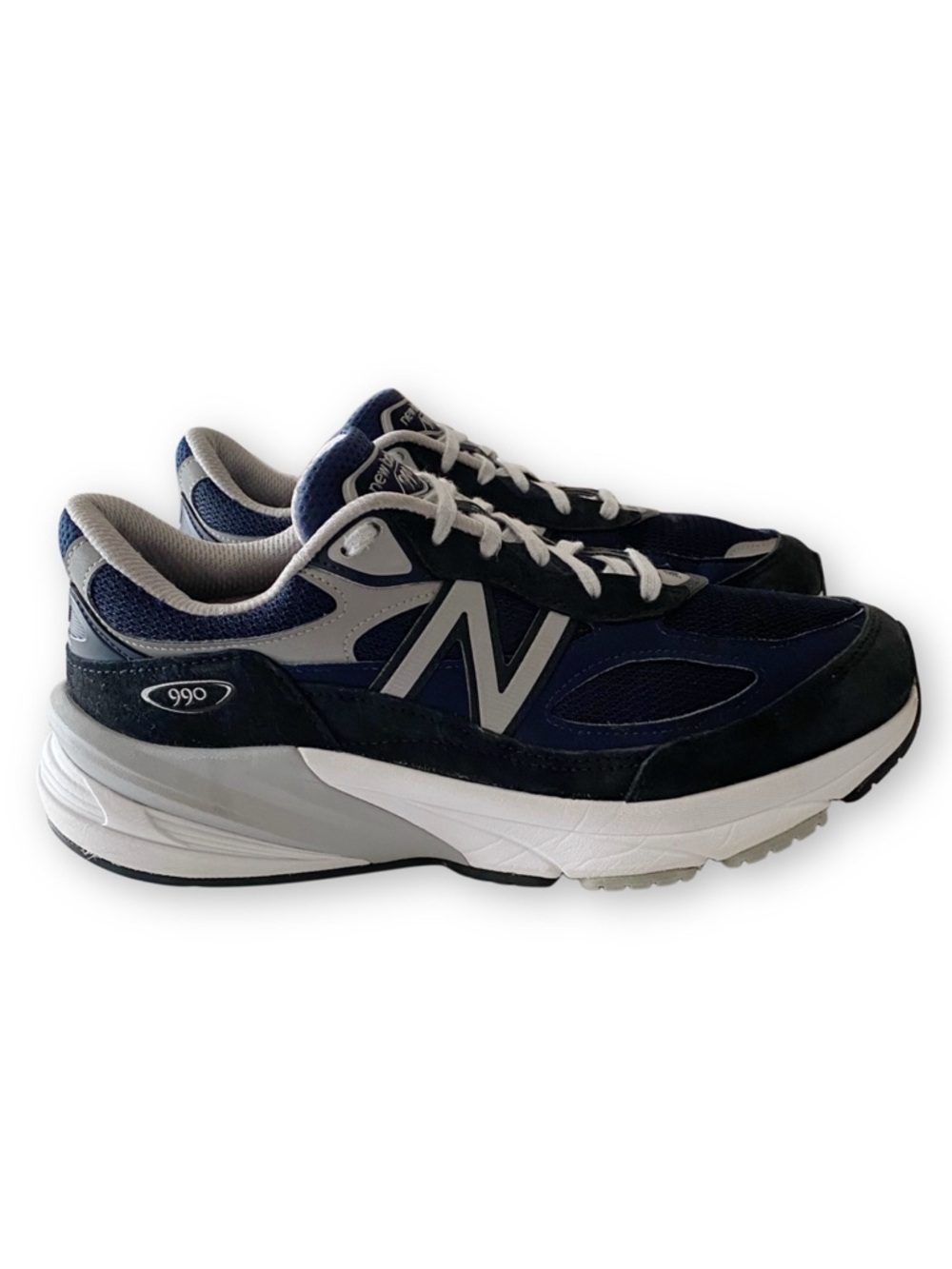 New Balance Mens 7.5 2E Wide 990v6 Navy Blue Running Athletic Shoes Sneakers